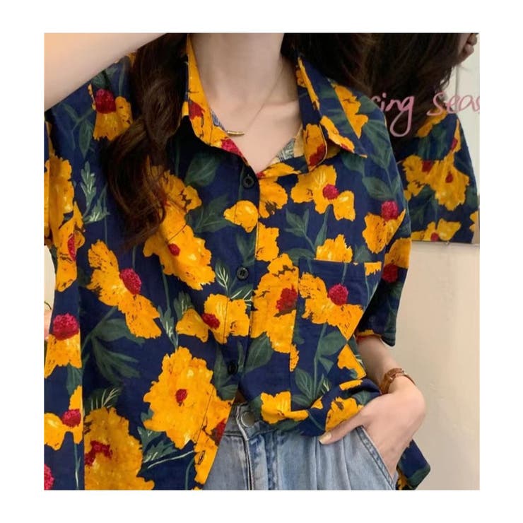 個性を思い切り楽しめる花柄プリント半袖シャツ ブラウス 前開き | maison de LATIR | 詳細画像5 