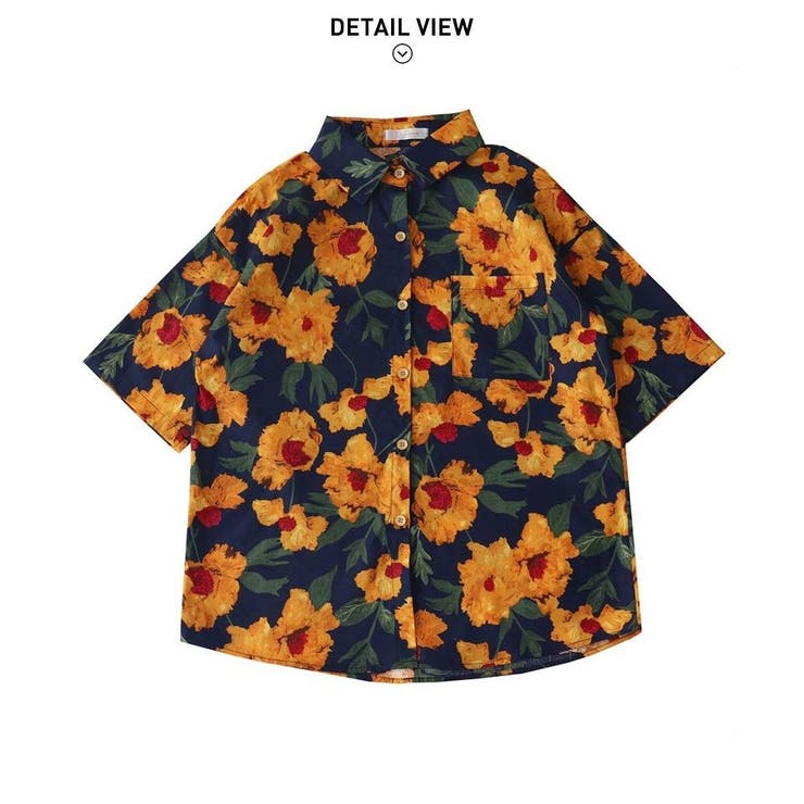 個性を思い切り楽しめる花柄プリント半袖シャツ ブラウス 前開き | maison de LATIR | 詳細画像6 