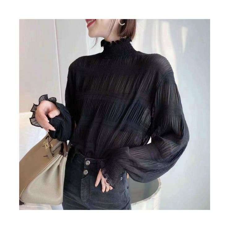 大人の可愛らしさを演出するシアーシャーリング長袖ブラウス プルオーバー 上品 | maison de LATIR | 詳細画像2 