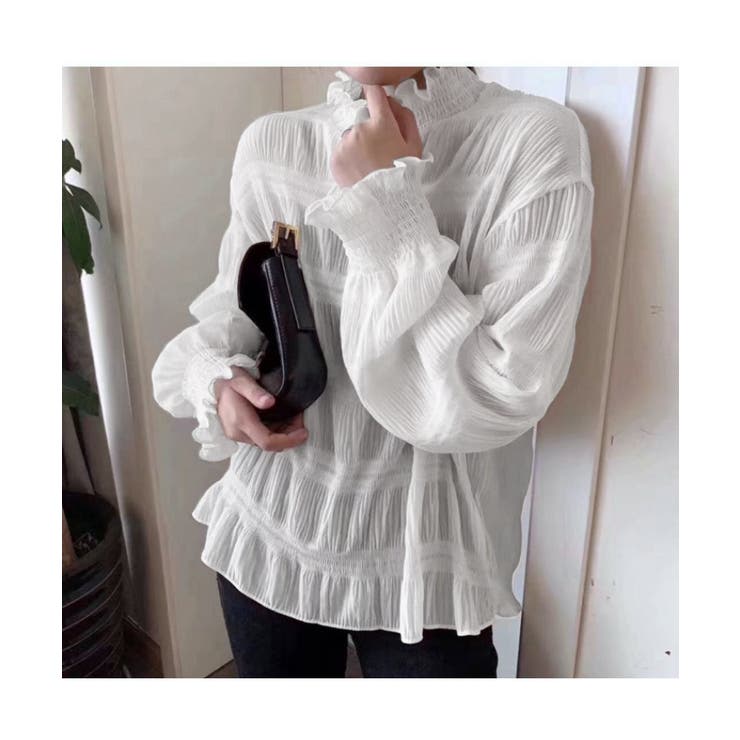 大人の可愛らしさを演出するシアーシャーリング長袖ブラウス プルオーバー 上品 | maison de LATIR | 詳細画像3 