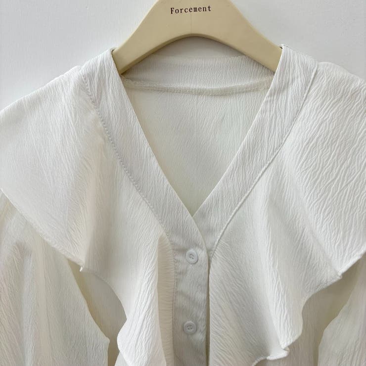 秋を華やかに彩る長袖フリルVネックブラウス トップス フレア | maison de LATIR | 詳細画像10 