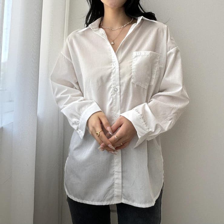 オーバーサイズ白シャツ 白シャツ シャツ[品番：MSDL0003133