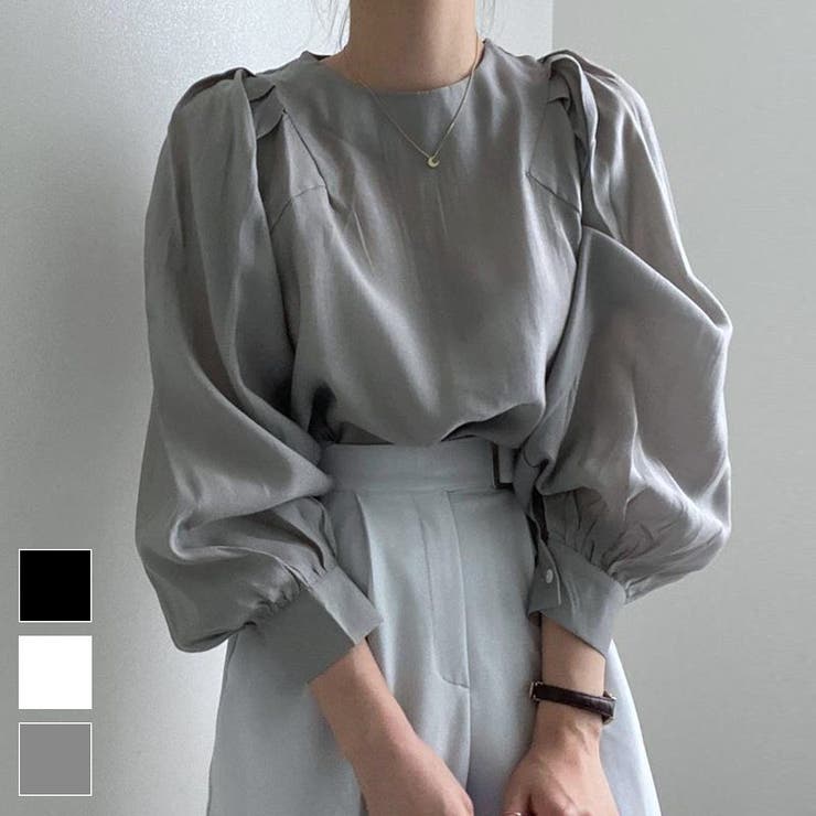 華やかなパフスリーブ長袖シャツ トップス カットソー | maison de LATIR | 詳細画像1 