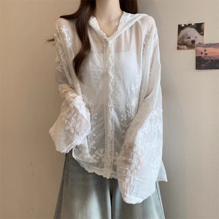 ホワイト | UVや冷房対策にもおすすめなブルゾン 羽織 ライトアウター | maison de LATIR