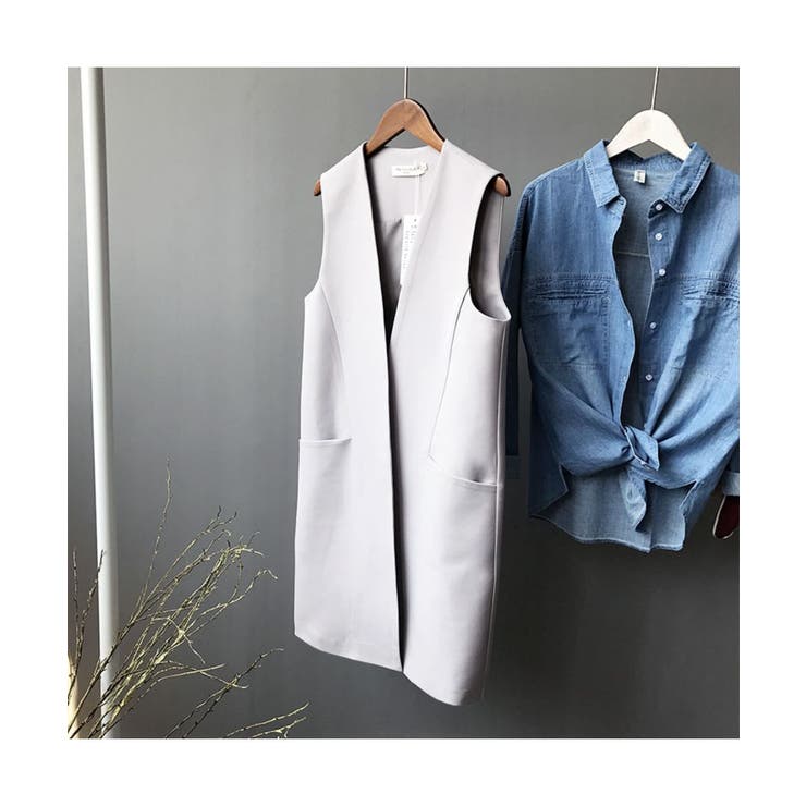 今季注目！即戦力ロングジレ ロング丈 ベスト | maison de LATIR | 詳細画像9 