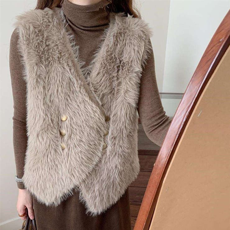 スタイリングのアクセントになるファーベスト アウター ベスト | maison de LATIR | 詳細画像7 