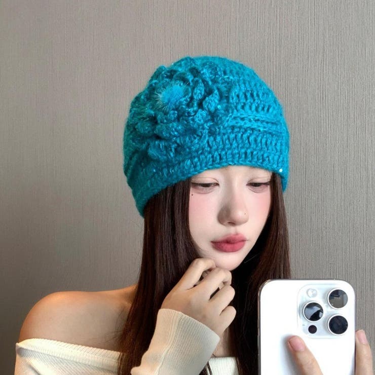 大人可愛いフラワーモチーフニットキャップ 春 ホーム | maison de LATIR | 詳細画像6 