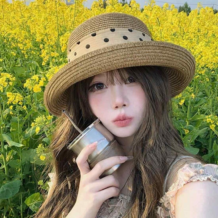 ドットリボン麦わらハット レディース つば広ストローハット | maison de LATIR | 詳細画像3 