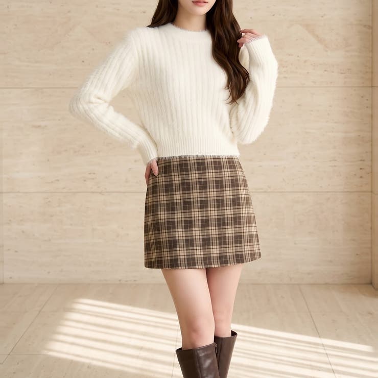 ふんわりシャギーが女性らしい、すっきりクロップド丈ニット レディース シャギーニ… | maison de LATIR | 詳細画像8 
