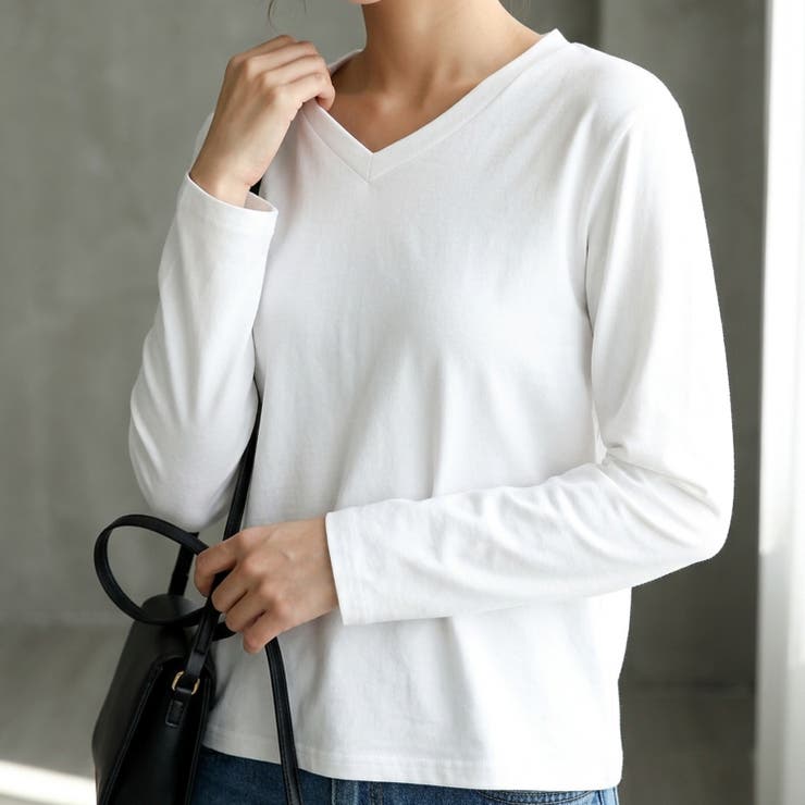 すっきりVネックで着回しやすい、ベーシック長袖Tシャツ レディース 長袖 | maison de LATIR | 詳細画像5 