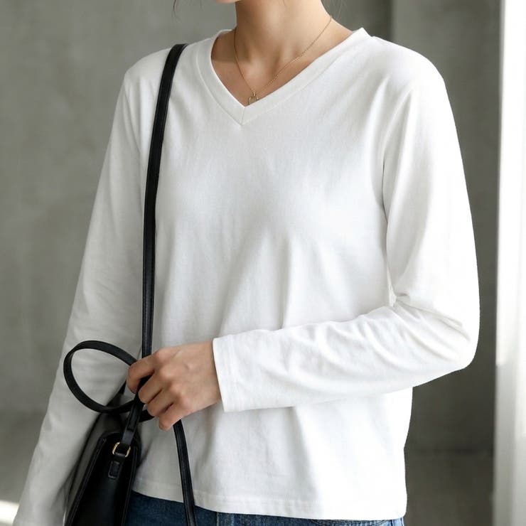 すっきりVネックで着回しやすい、ベーシック長袖Tシャツ レディース 長袖 | maison de LATIR | 詳細画像6 