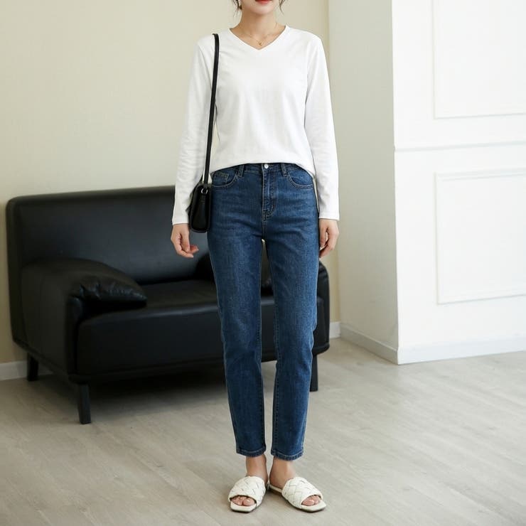 すっきりVネックで着回しやすい、ベーシック長袖Tシャツ レディース 長袖 | maison de LATIR | 詳細画像7 