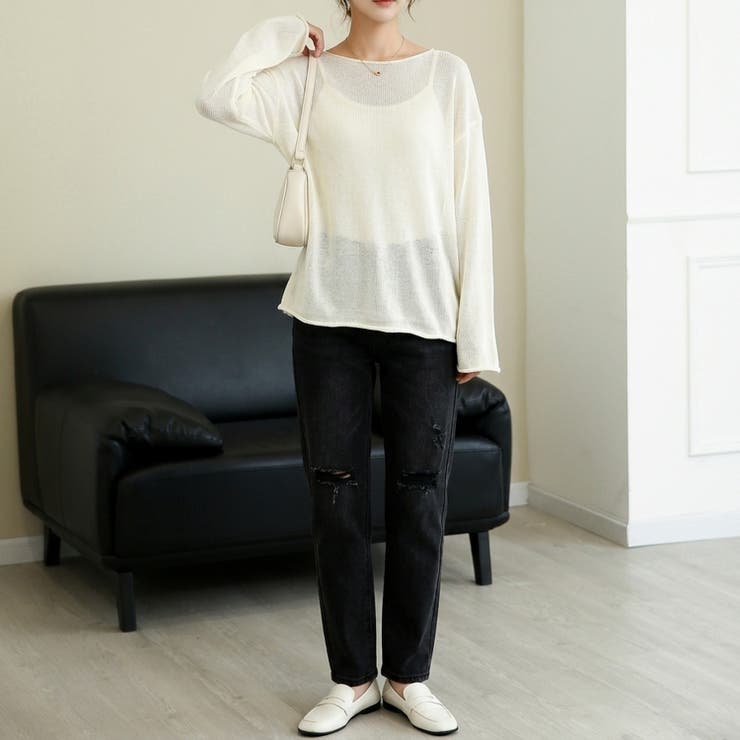 透け感が可愛い、ゆったりシアーニットトップス レディース ニット | maison de LATIR | 詳細画像4 