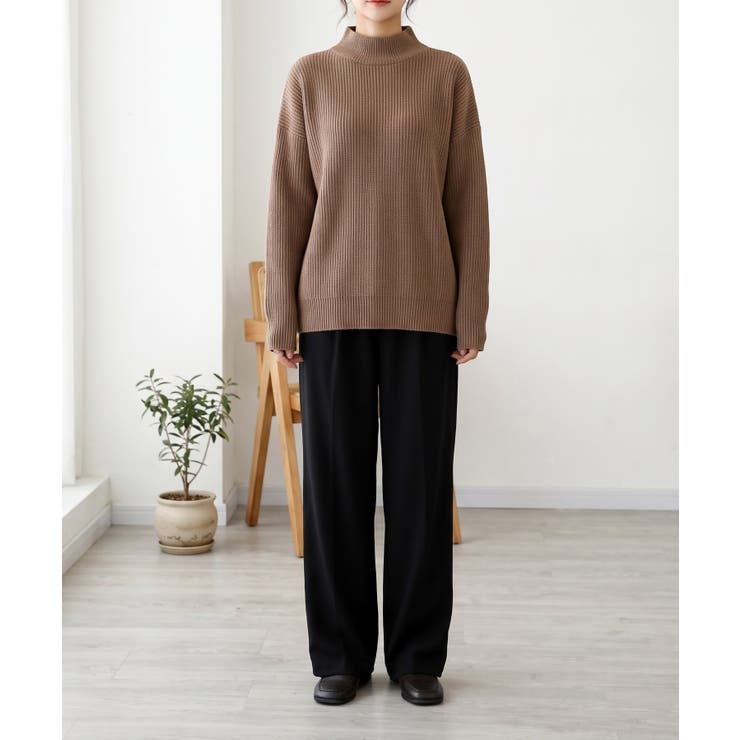 ゆったり身幅で着やすい、リブハイネックニット レディース ハイネック | maison de LATIR | 詳細画像12 