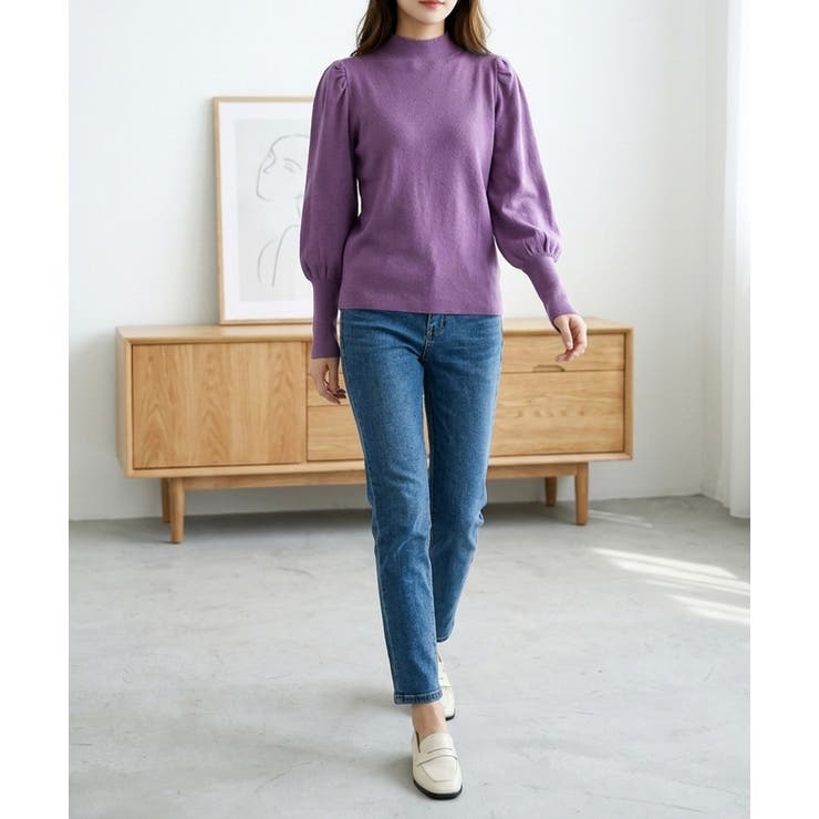 上品に着こなせる、ボリュームスリーブハイネックニット レディース パフスリーブ | maison de LATIR | 詳細画像3 