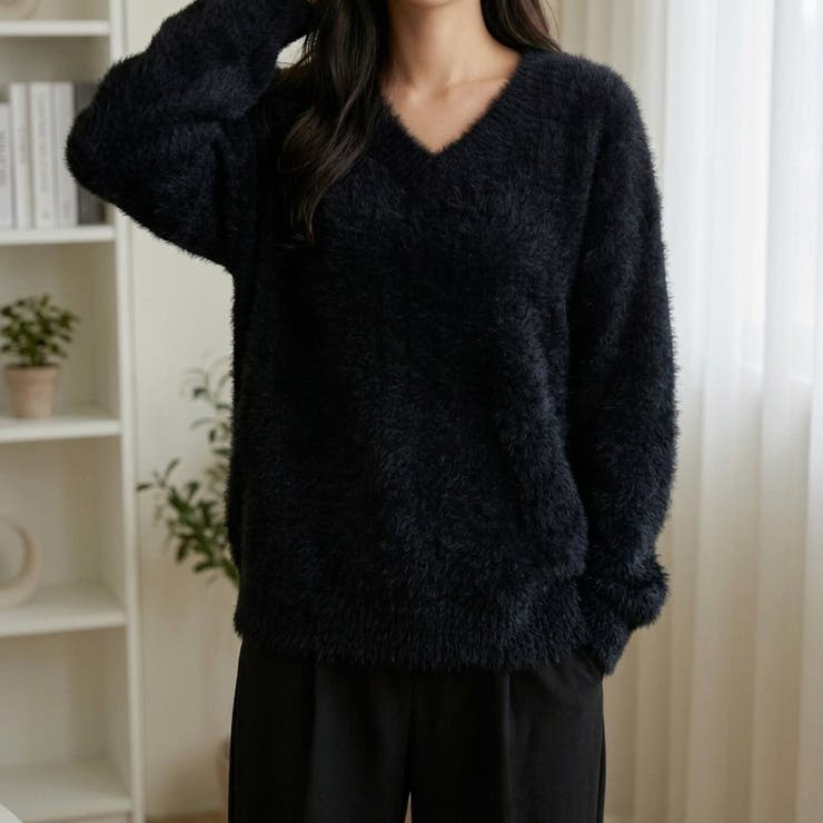 ふんわり素材が可愛い、ロング丈シャギーニット レディース シャギーニット | maison de LATIR | 詳細画像5 
