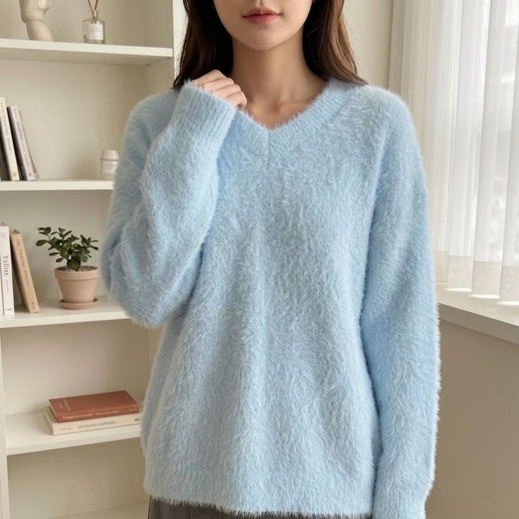 ふんわり素材が可愛い、ロング丈シャギーニット レディース シャギーニット | maison de LATIR | 詳細画像7 