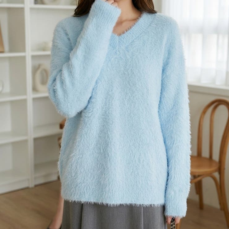 ふんわり素材が可愛い、ロング丈シャギーニット レディース シャギーニット | maison de LATIR | 詳細画像9 