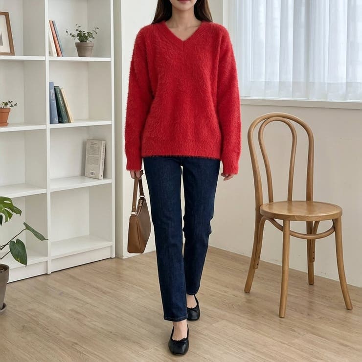 ふんわり素材が可愛い、ロング丈シャギーニット レディース シャギーニット | maison de LATIR | 詳細画像12 