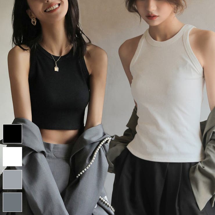 胸元を気にしない浅いクルーネックリブタンクトップ デイリーユース インナー | maison de LATIR | 詳細画像1 