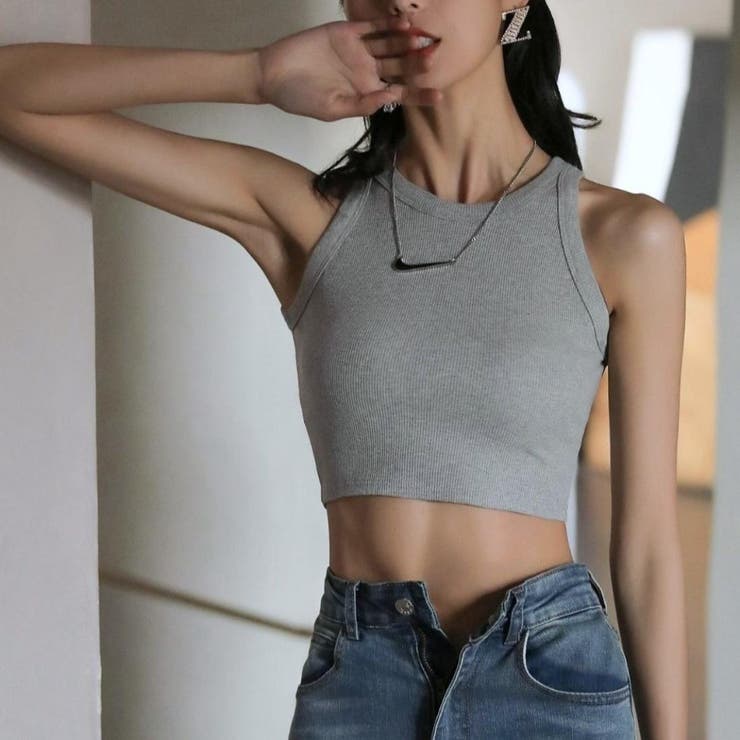 胸元を気にしない浅いクルーネックリブタンクトップ デイリーユース インナー | maison de LATIR | 詳細画像15 