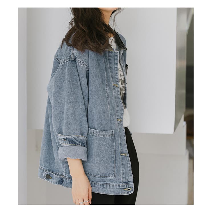 SALE❣️スタイルデリ☆ 【LUXE】製品洗いカラーデニムシャツジャケット 2023SS/再入荷カラーあり】袖スリットデニムジャケット（デニム