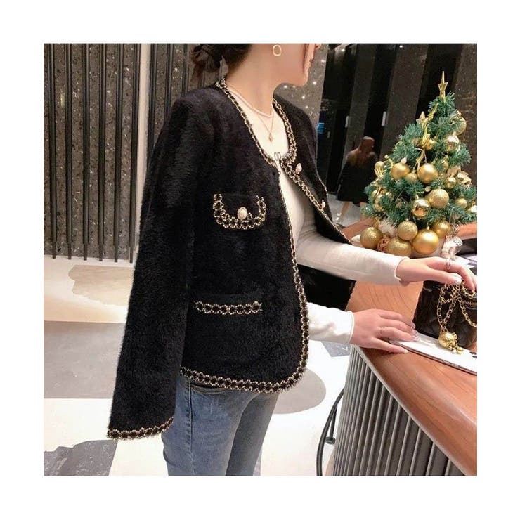 コーデを上品に仕上げるパールボタンニットカーディガン ゴールドボタン 秋 | maison de LATIR | 詳細画像5 