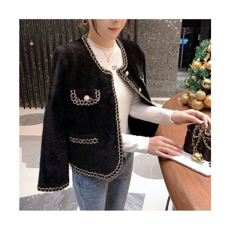 コーデを上品に仕上げるパールボタンニットカーディガン ゴールドボタン 秋 | maison de LATIR | 詳細画像6 