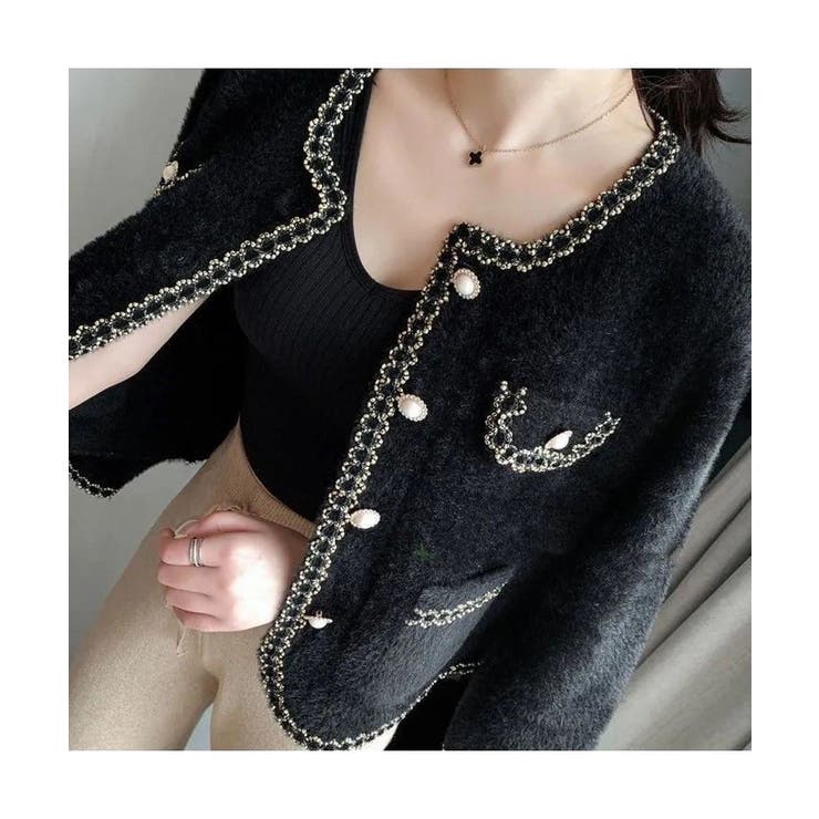 コーデを上品に仕上げるパールボタンニットカーディガン ゴールドボタン 秋 | maison de LATIR | 詳細画像7 