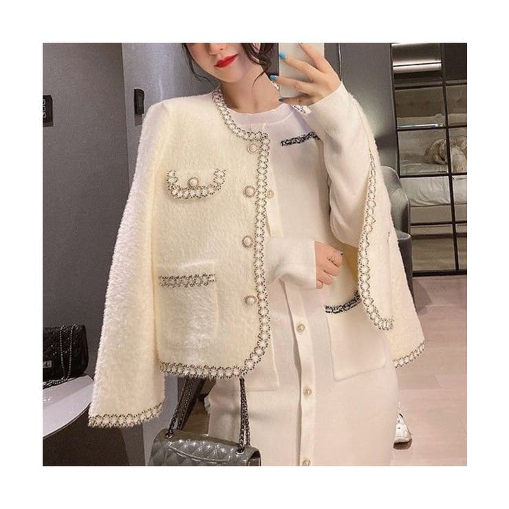 コーデを上品に仕上げるパールボタンニットカーディガン ゴールドボタン 秋 | maison de LATIR | 詳細画像9 