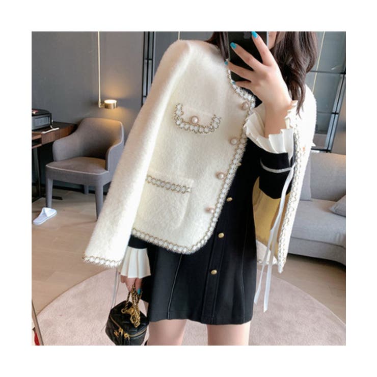 コーデを上品に仕上げるパールボタンニットカーディガン ゴールドボタン 秋 | maison de LATIR | 詳細画像10 