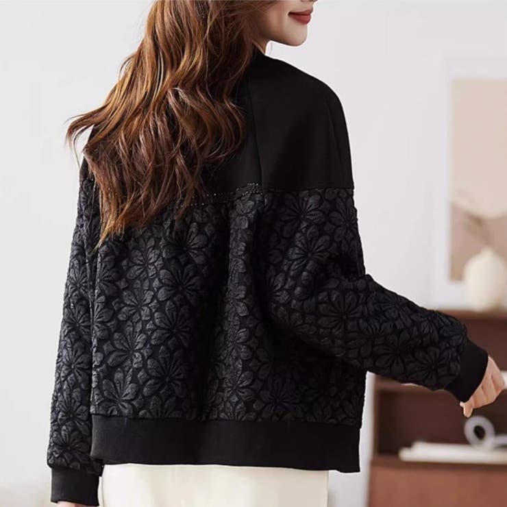大人可愛いコーデにランクアップする花柄デザインショート丈ブルゾン 春アウター 羽… | maison de LATIR | 詳細画像3 