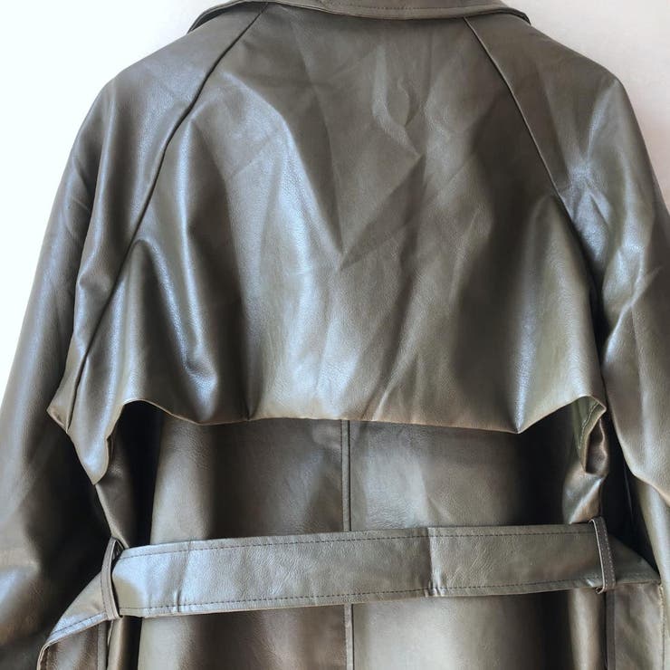 ガウン風の着こなしでこなれ感を出すフェイクレザースタンドカラーコート | maison de LATIR | 詳細画像9 