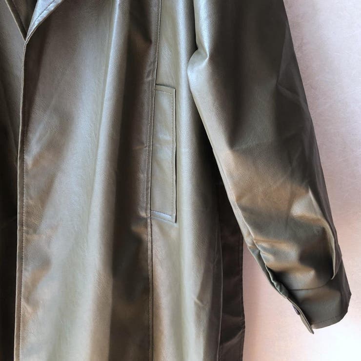 ガウン風の着こなしでこなれ感を出すフェイクレザースタンドカラーコート | maison de LATIR | 詳細画像11 