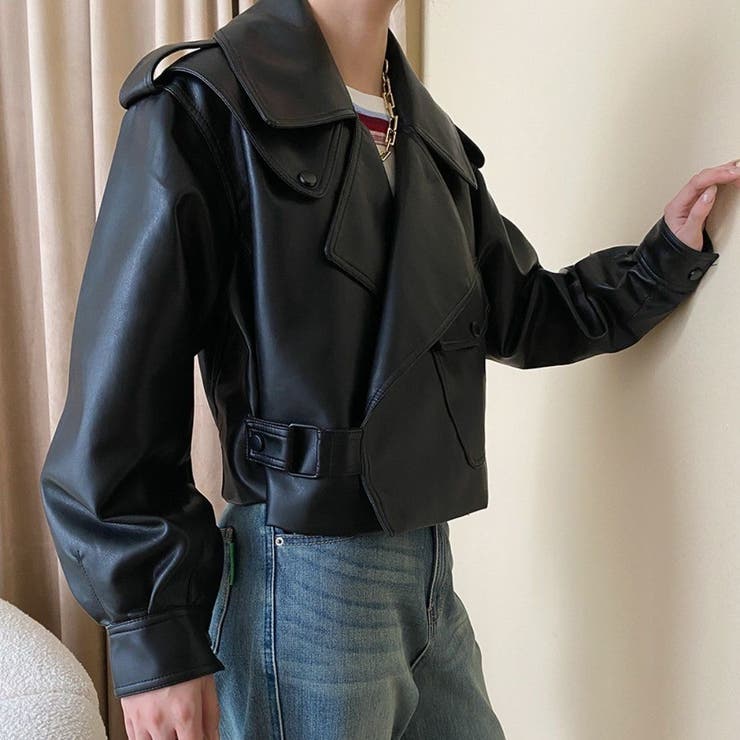 フェイクレザー ライダースジャケット アウター | maison de LATIR | 詳細画像5 