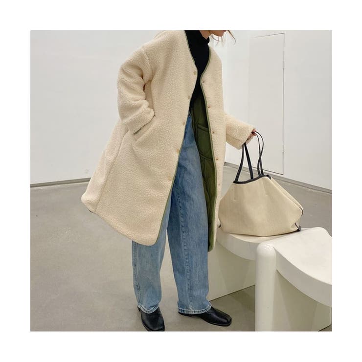 2wayで楽しめるリバーシブルボアコート ボア キルティング[品番