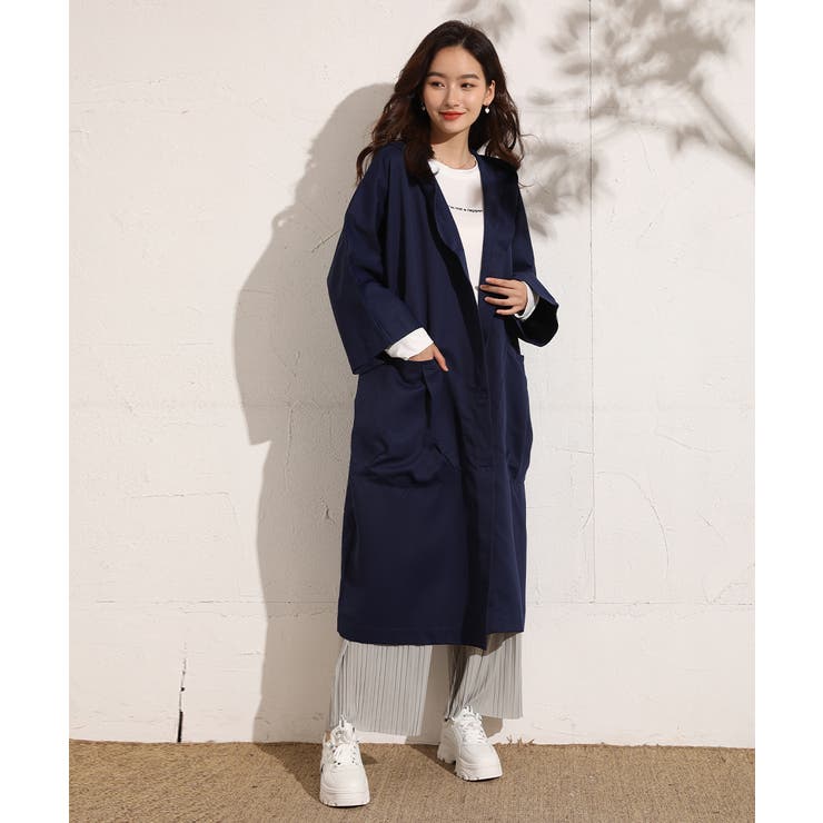 バーゲンで ゆったりシルエットが可愛いフード付きトレンチコート 春 ジャケット・アウター