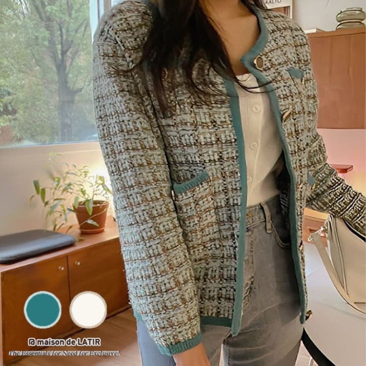 コーデに上品さをプラスする格子縞パターンジャケット 韓国 冬 | maison de LATIR | 詳細画像1 