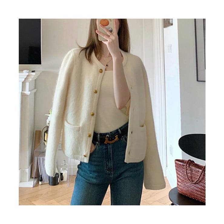 金ボタンでコーデを格上げ！モヘア風パイピングニットカーディガン ショート丈 | maison de LATIR | 詳細画像6 