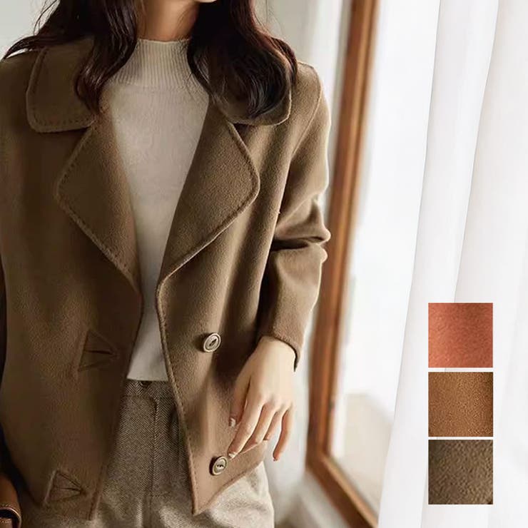 コンパクトさが女性らしさを引き立てるショート丈ピーコート ジャケット 羽織 | maison de LATIR | 詳細画像1 