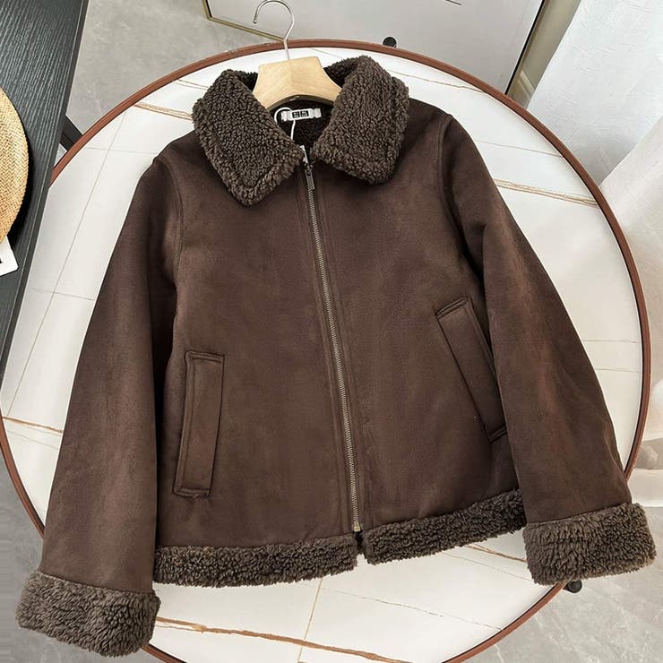 ふわふわ質感のおしゃれボアスエードジャケット アウター コート[品番