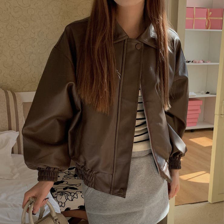 軽く羽織ってこなれ感を演出するフェイクレザージャケット アウター コート | maison de LATIR | 詳細画像1 