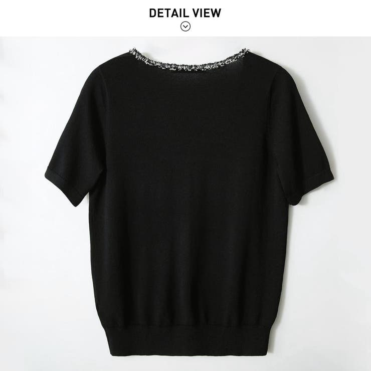 リッチな雰囲気を演出するパールボタン付きパイピングVネックニット プルオーバー … | maison de LATIR | 詳細画像5 