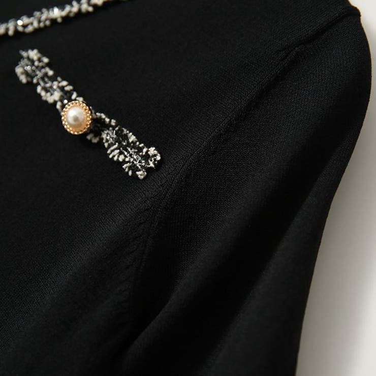 リッチな雰囲気を演出するパールボタン付きパイピングVネックニット プルオーバー … | maison de LATIR | 詳細画像6 