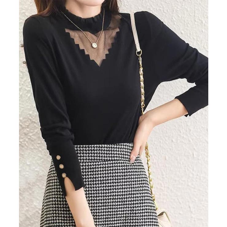 おしゃれポイント盛り沢山デザインニット 秋ニット 首元フリル | maison de LATIR | 詳細画像2 