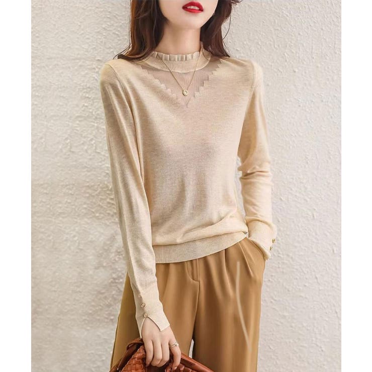 おしゃれポイント盛り沢山デザインニット 秋ニット 首元フリル | maison de LATIR | 詳細画像3 