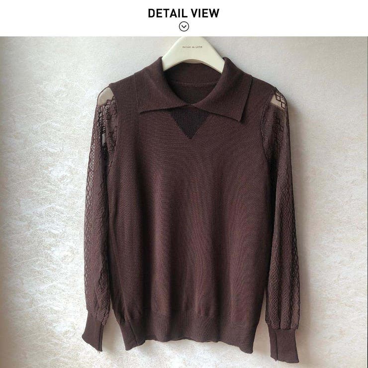 襟付き長袖レースTシャツ レディース レース | maison de LATIR | 詳細画像6 