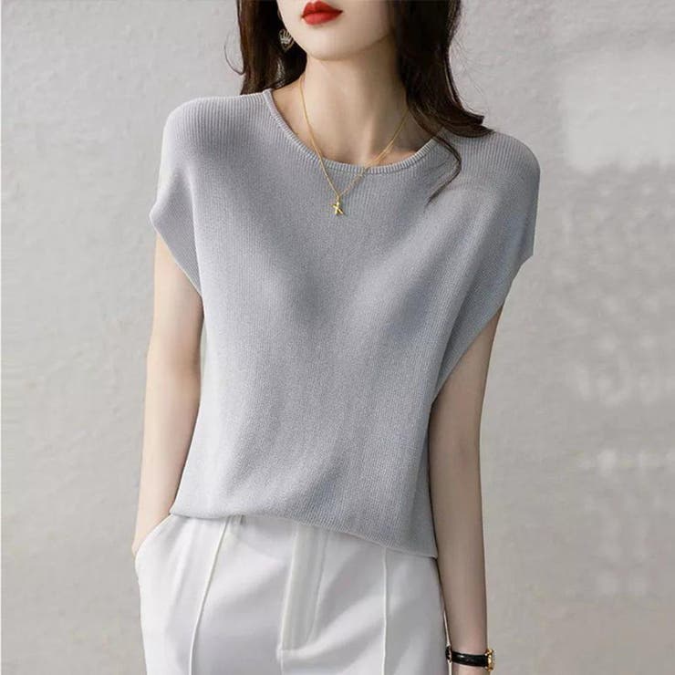 サマーニット モックネック 半袖サマーニット | maison de LATIR | 詳細画像2 