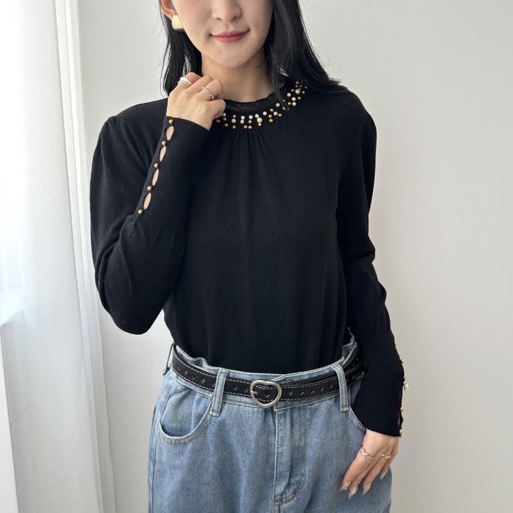 ビジューとフリルのハイネックニット ニット ハイネック | maison de LATIR | 詳細画像2 