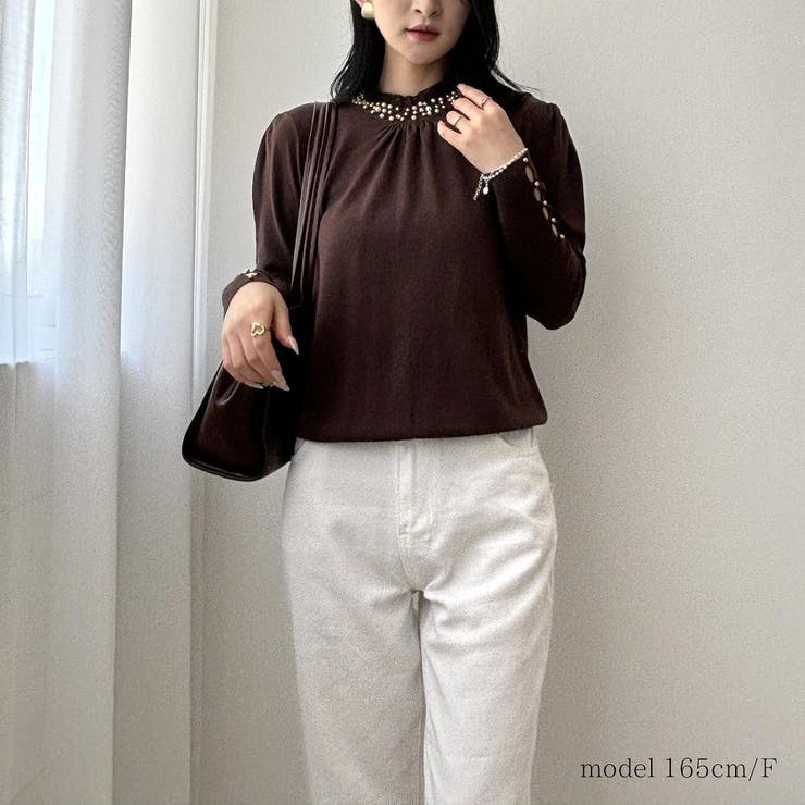 ビジューとフリルのハイネックニット ニット ハイネック | maison de LATIR | 詳細画像8 